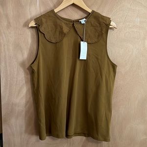 NWT Mustard color tank with Peter Pan collar L